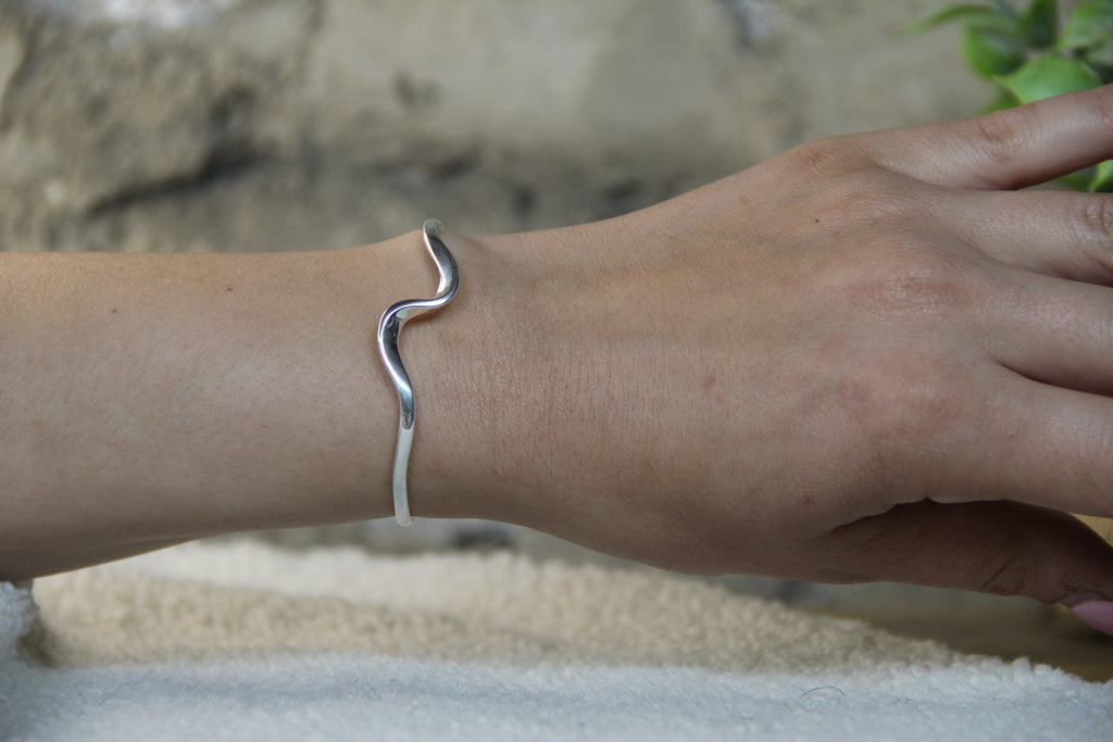 925 Sterling Silver Wave Cuff Bracelet