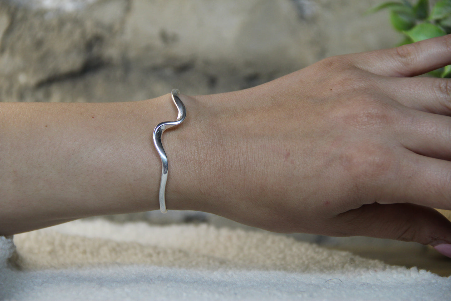 925 Sterling Silver Wave Cuff Bracelet