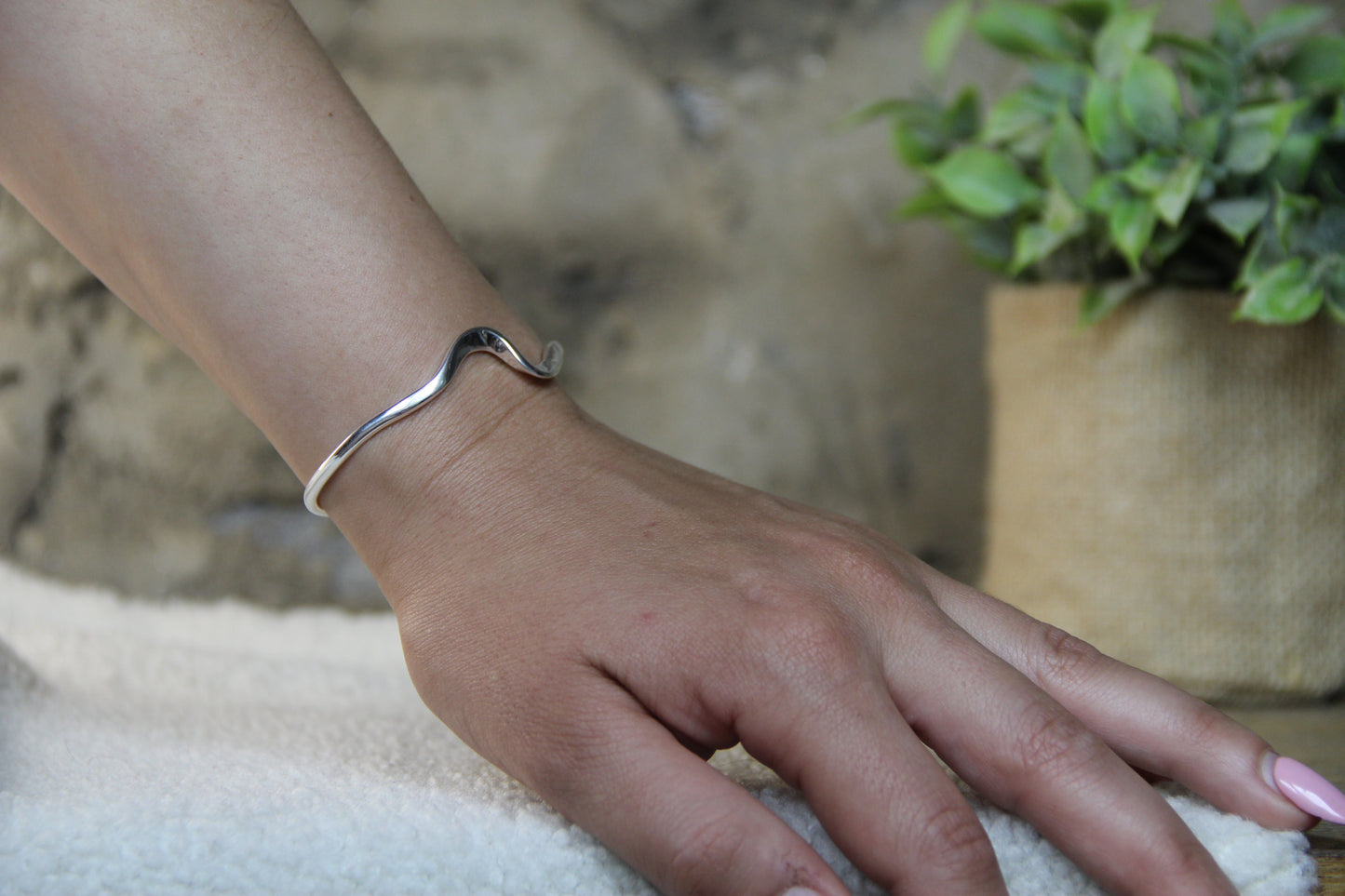 925 Sterling Silver Wave Cuff Bracelet