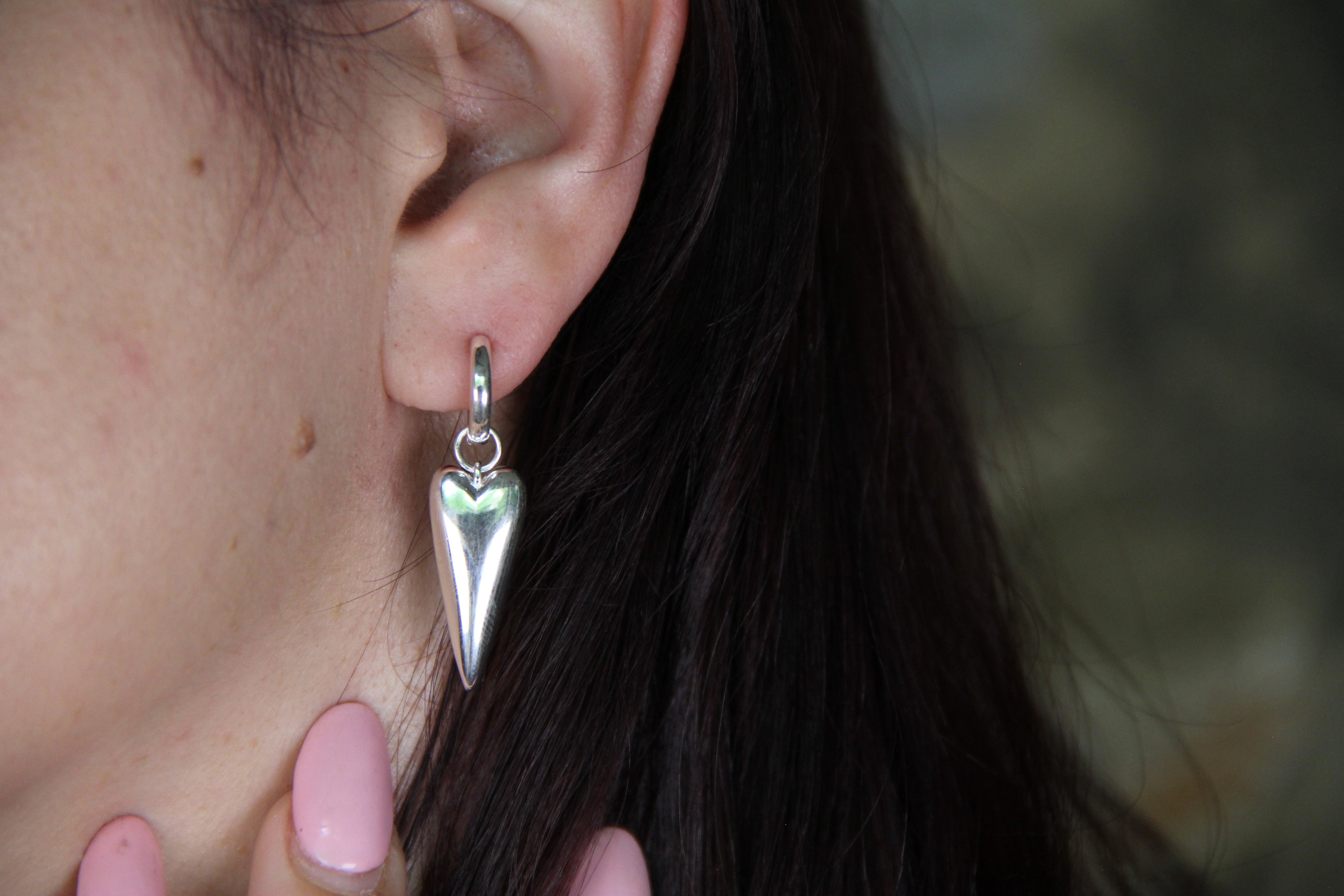 925 Sterling Silver Drop Heart Earring Statement Jewelry Gift Idea for IG Style Jewelry Lover Chic