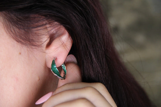 925 Sterling Silver Twirled Hoop Earring Statement Jewelry