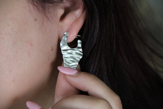 925 Sterling Silver Hammered Stud Earring Statement Jewelry Gift Idea