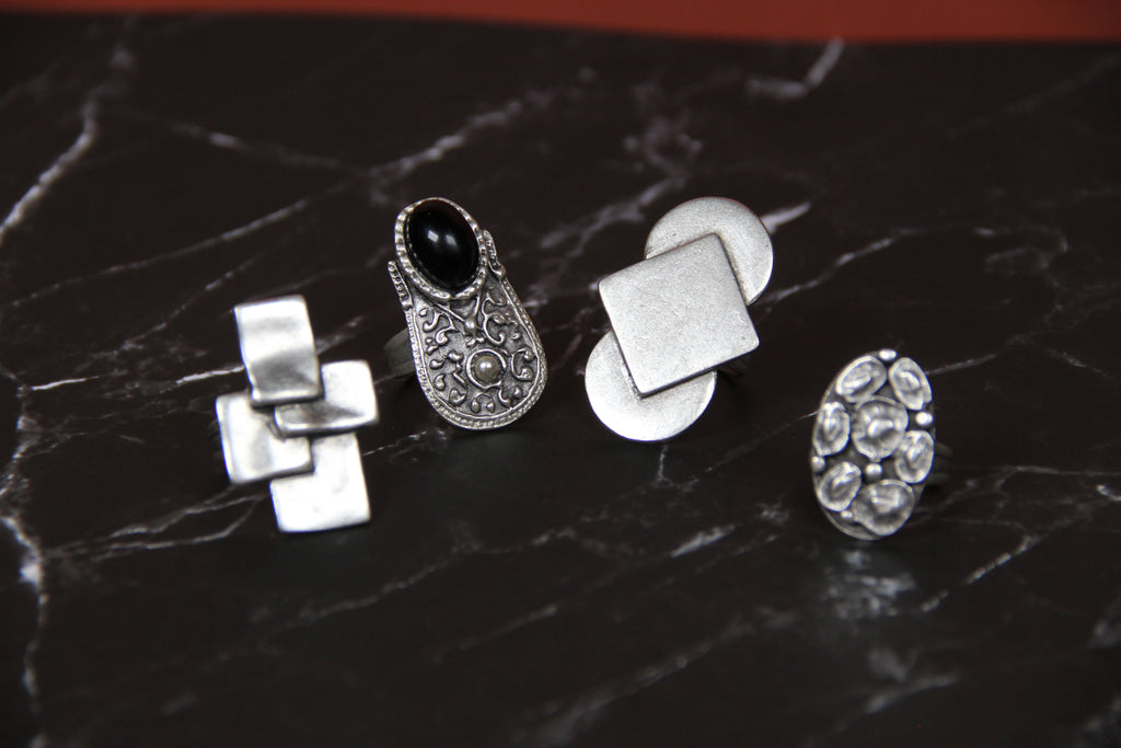 Unique Silver Ring Adjustable Maximalist Handmade Statement Jewelry Gift Idea for Big Jewelry Lovers Stackable Rings
