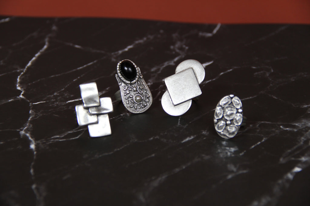 Unique Silver Ring Adjustable Maximalist Handmade Statement Jewelry Gift Idea for Big Jewelry Lovers Stackable Rings