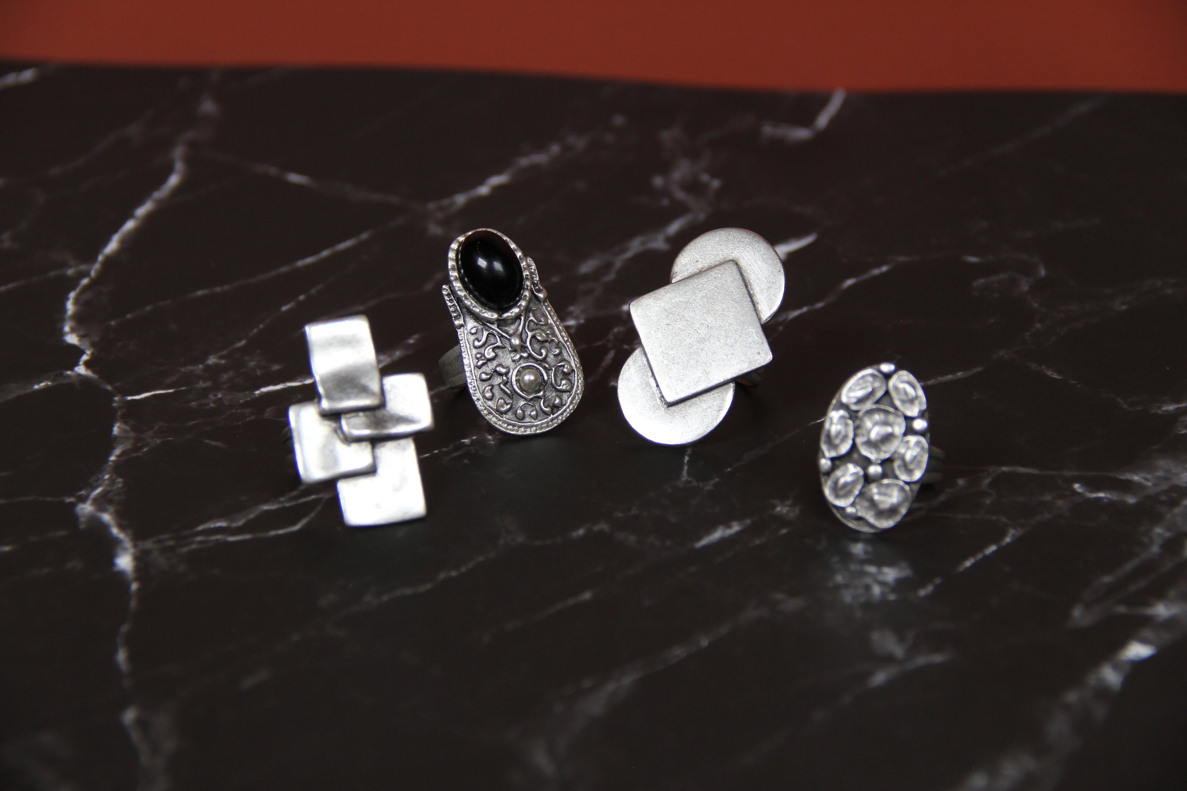 Unique Silver Ring Adjustable Maximalist Handmade Statement Jewelry Gift Idea for Big Jewelry Lovers Stackable Rings