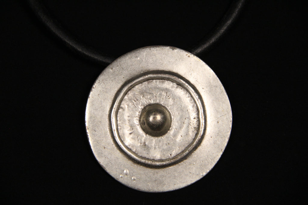 Large Metal Shield Pendant Necklace – Bold Statement Black Leather Choker, Bohemian & Unique Jewelry for Women