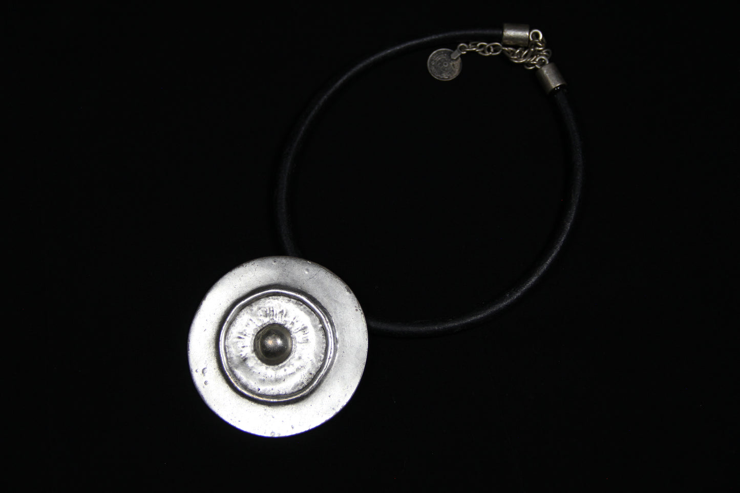 Large Metal Shield Pendant Necklace – Bold Statement Black Leather Choker, Bohemian & Unique Jewelry for Women