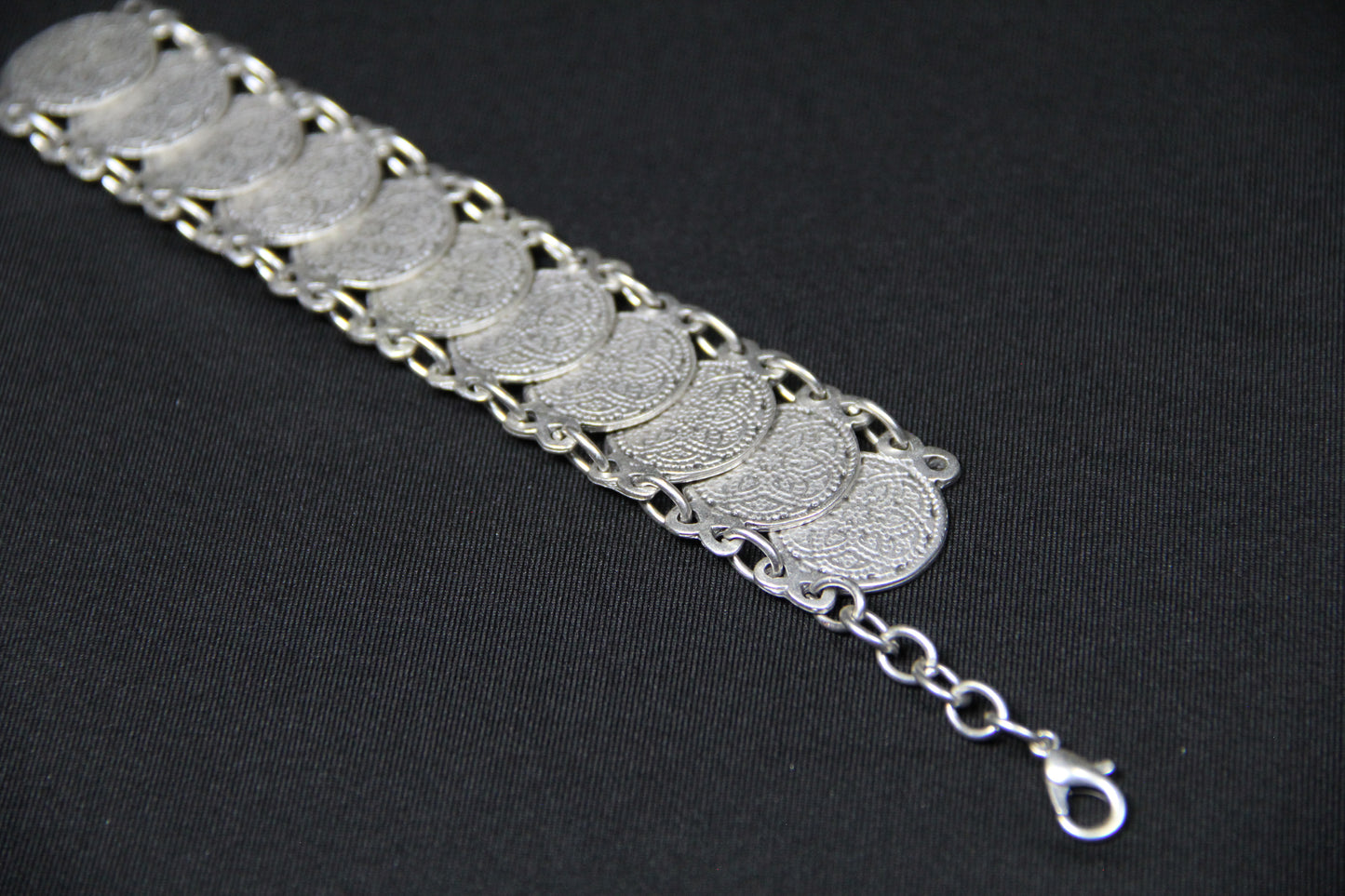 Boho Chic Silver Engraved Statement Bracelet – Bold Adjustable Bohemian Style Jewelry for Women