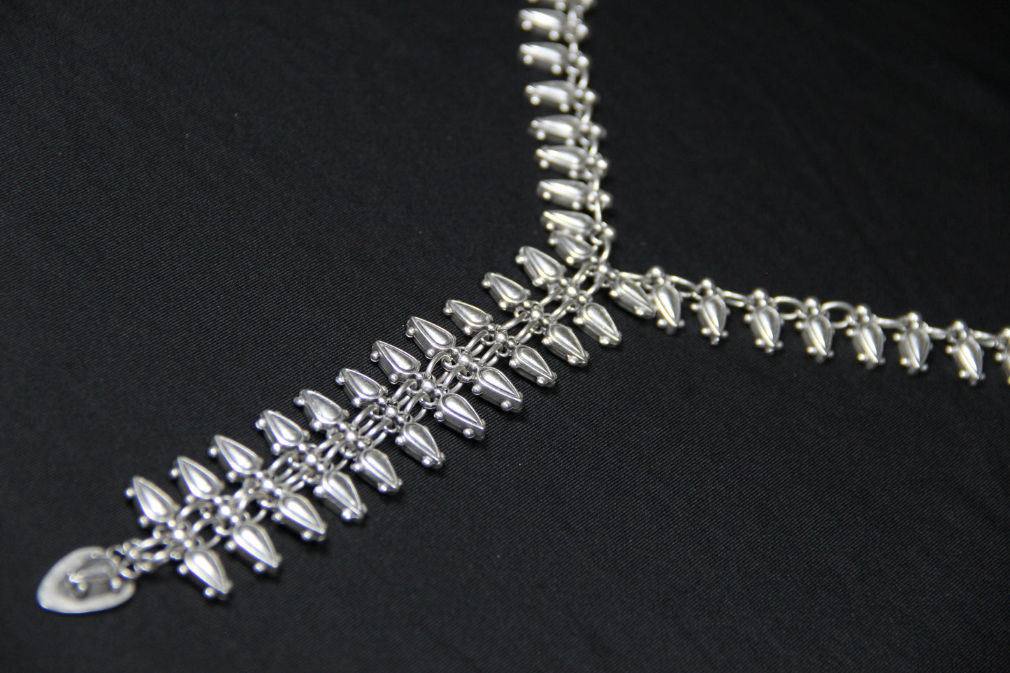 Long Silver Statement Necklace for Women – Unique Ethnic Pendant Necklace, Boho Chic Silver Jewelry