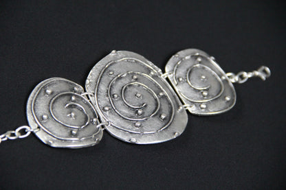 Hammered Gothic Silver Bracelet – Bold Boho Statement Jewelry Handmade Ethnic Style Bracelet