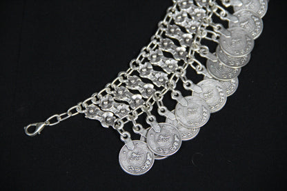 Statement Coin Silver Bracelet: Bohemian Bold Statement Jewelry