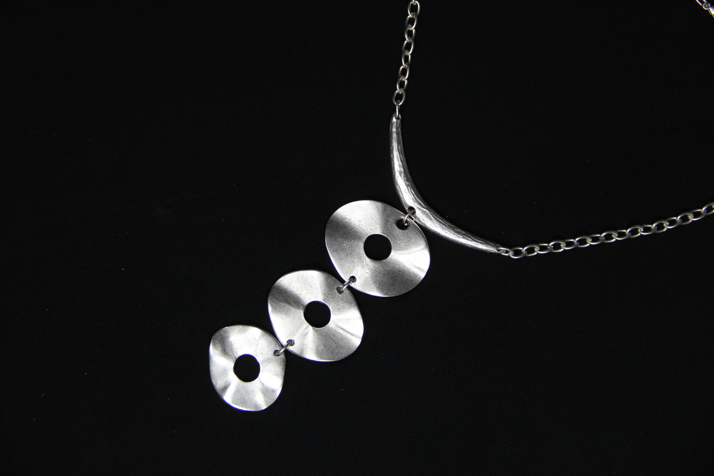 Unique Silver Necklace – Bold Circle Pendant Jewelry Boho Chic Statement Necklace