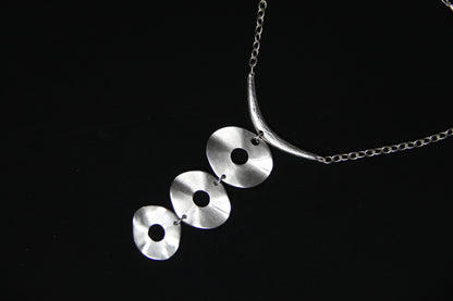 Unique Silver Necklace – Bold Circle Pendant Jewelry Boho Chic Statement Necklace