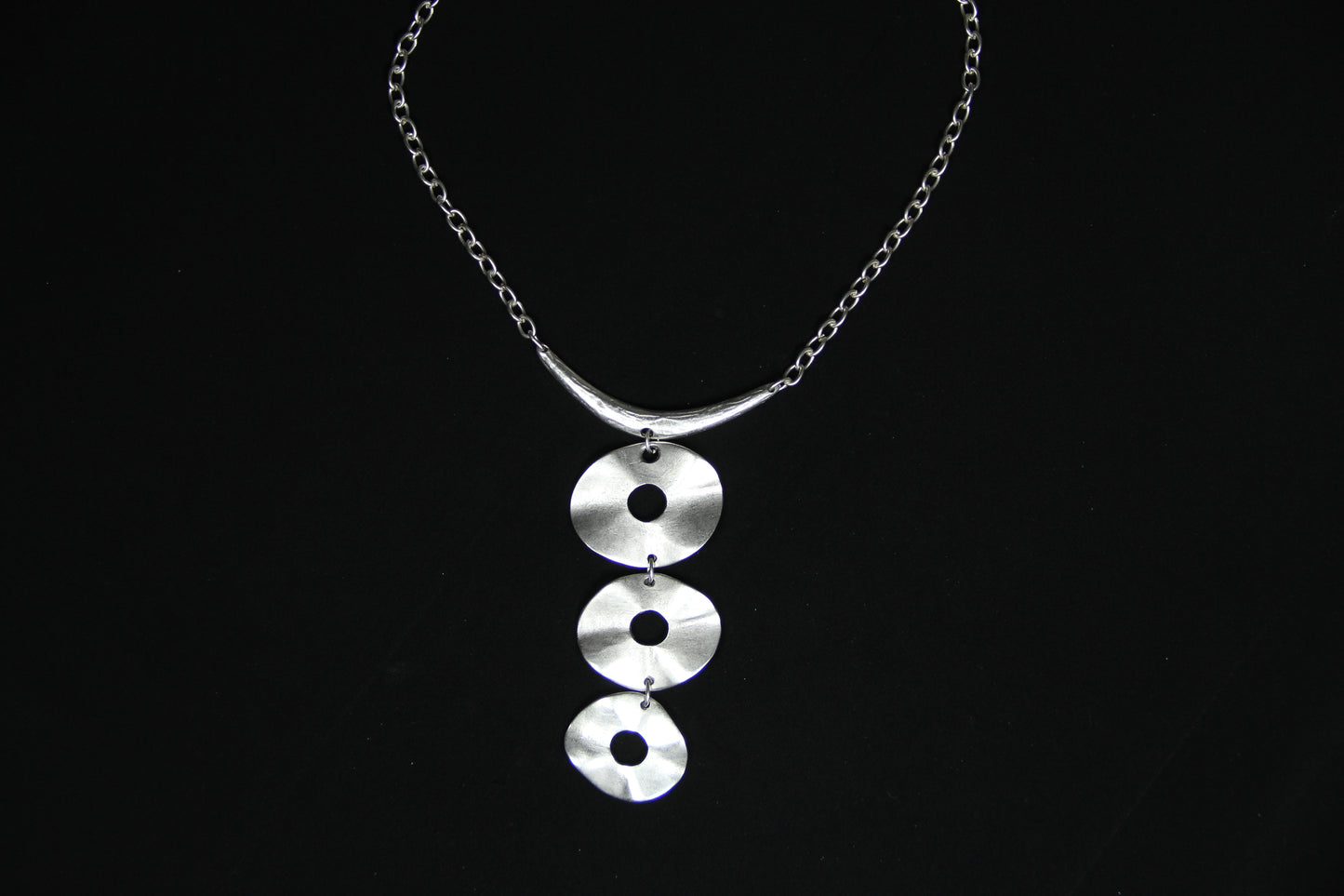 Unique Silver Necklace – Bold Circle Pendant Jewelry Boho Chic Statement Necklace