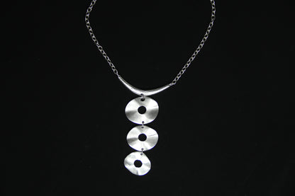 Unique Silver Necklace – Bold Circle Pendant Jewelry Boho Chic Statement Necklace