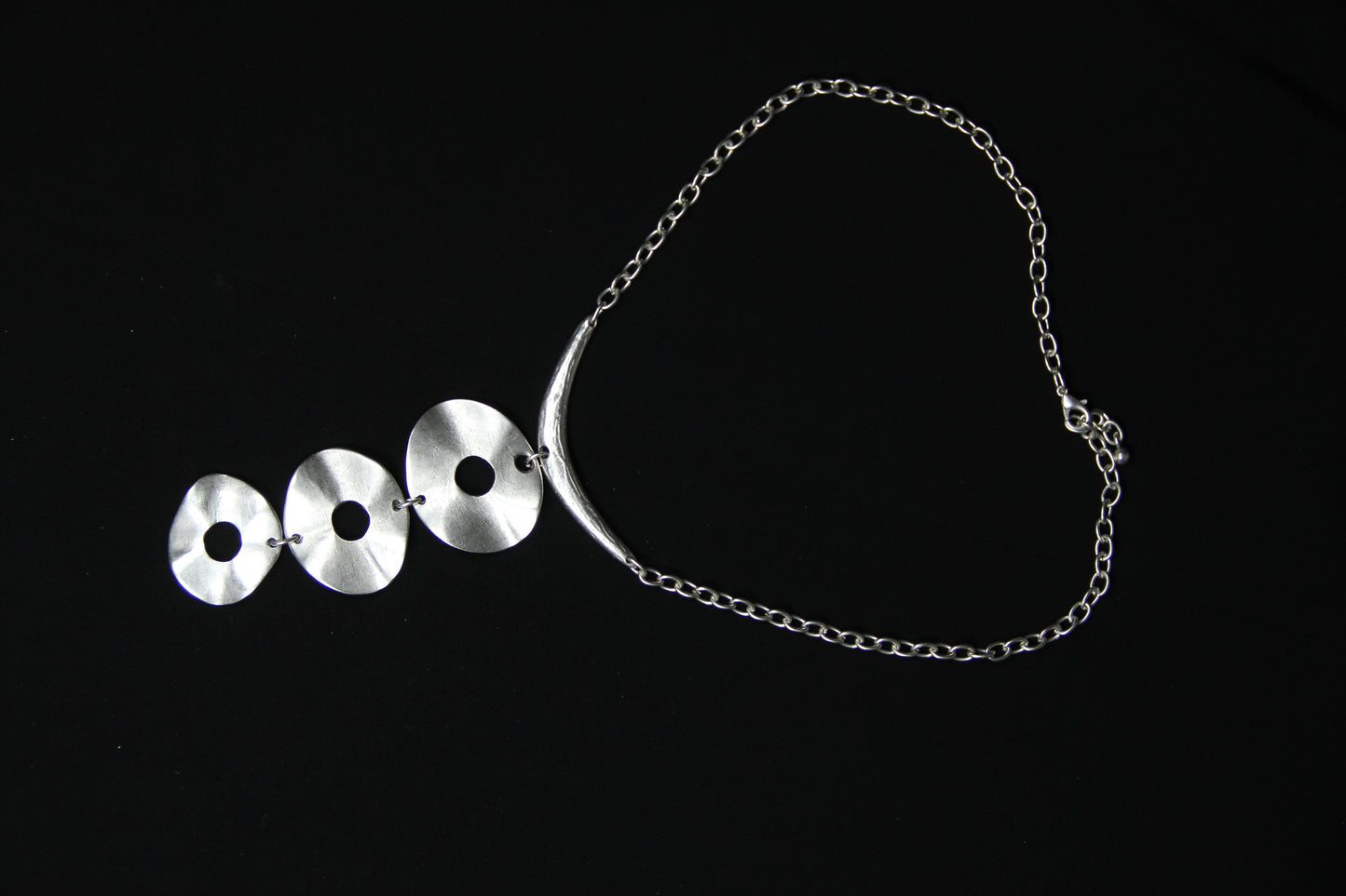 Unique Silver Necklace – Bold Circle Pendant Jewelry Boho Chic Statement Necklace