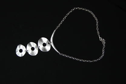 Unique Silver Necklace – Bold Circle Pendant Jewelry Boho Chic Statement Necklace