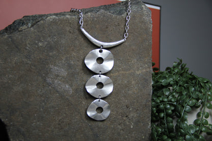 Unique Silver Necklace – Bold Circle Pendant Jewelry Boho Chic Statement Necklace