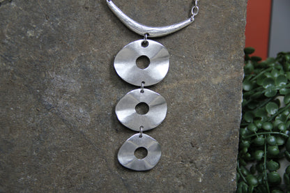 Unique Silver Necklace – Bold Circle Pendant Jewelry Boho Chic Statement Necklace