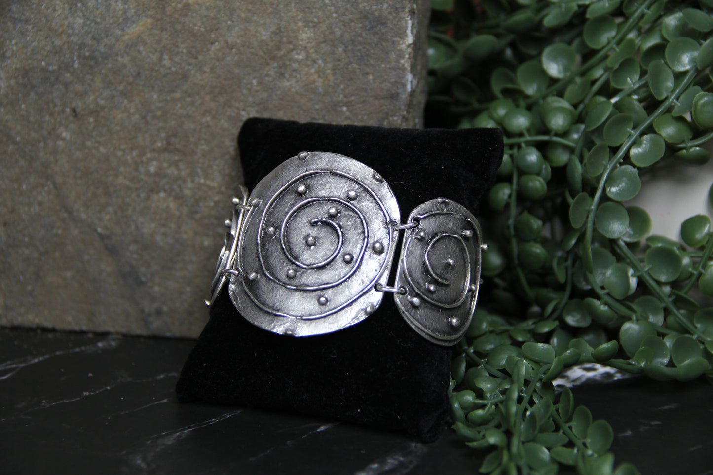 Hammered Gothic Silver Bracelet – Bold Boho Statement Jewelry Handmade Ethnic Style Bracelet