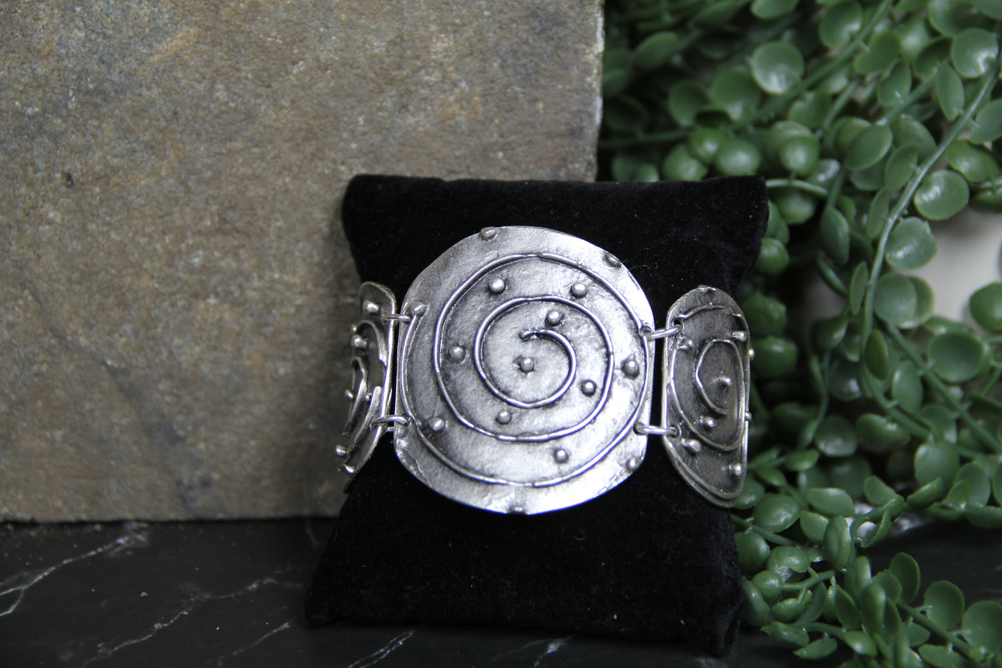 Hammered Gothic Silver Bracelet – Bold Boho Statement Jewelry Handmade Ethnic Style Bracelet