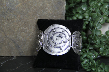 Hammered Gothic Silver Bracelet – Bold Boho Statement Jewelry Handmade Ethnic Style Bracelet