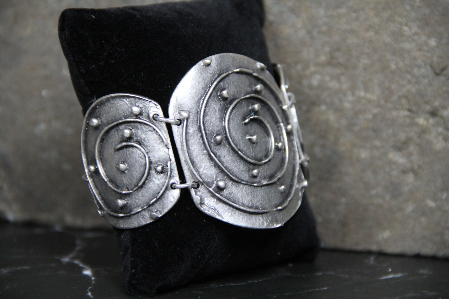 Hammered Gothic Silver Bracelet – Bold Boho Statement Jewelry Handmade Ethnic Style Bracelet