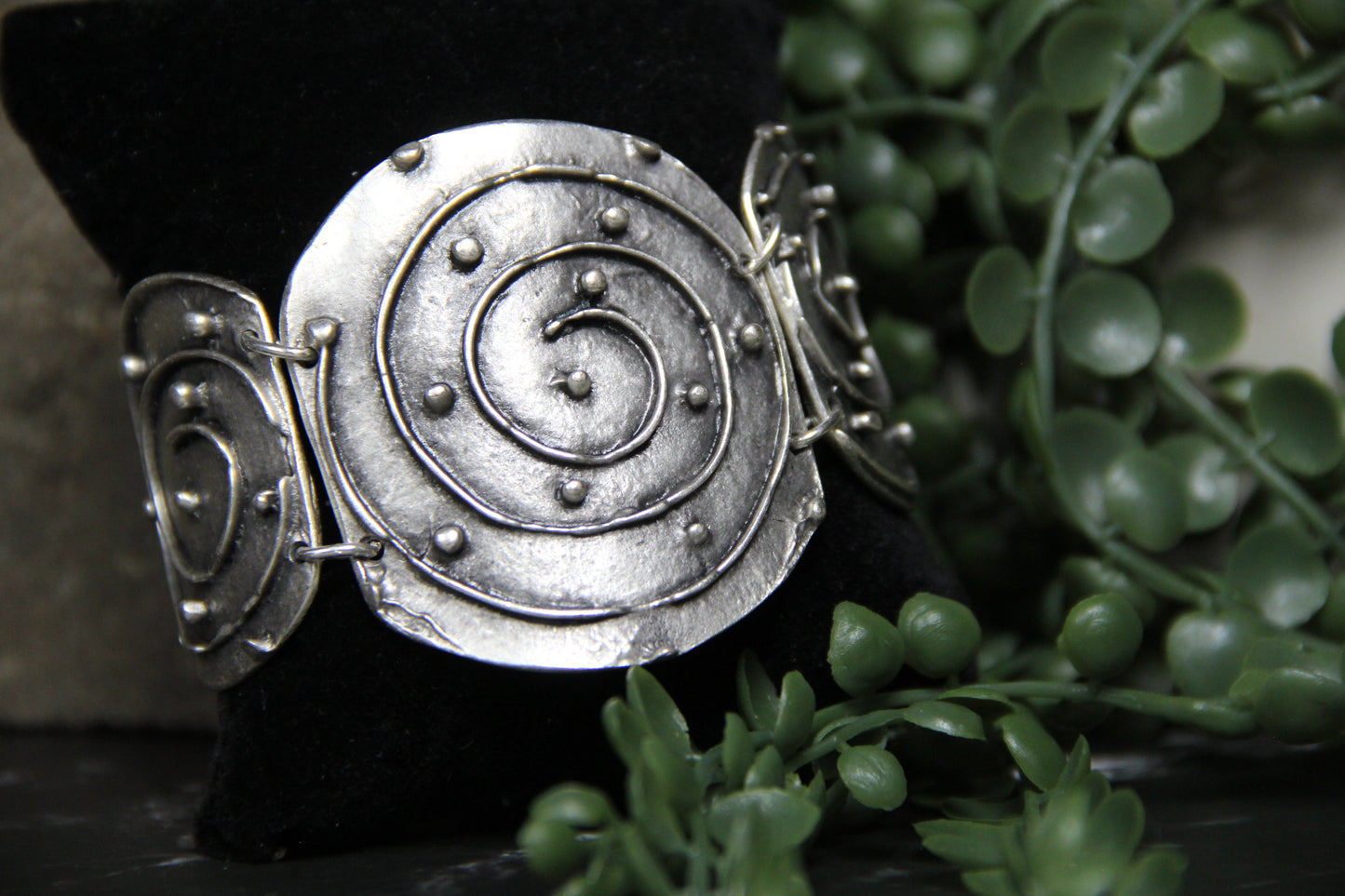 Hammered Gothic Silver Bracelet – Bold Boho Statement Jewelry Handmade Ethnic Style Bracelet