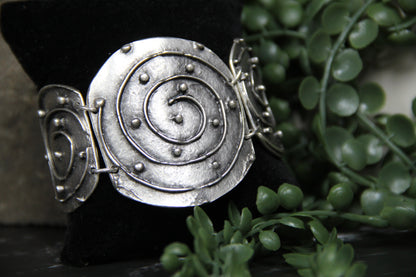 Hammered Gothic Silver Bracelet – Bold Boho Statement Jewelry Handmade Ethnic Style Bracelet