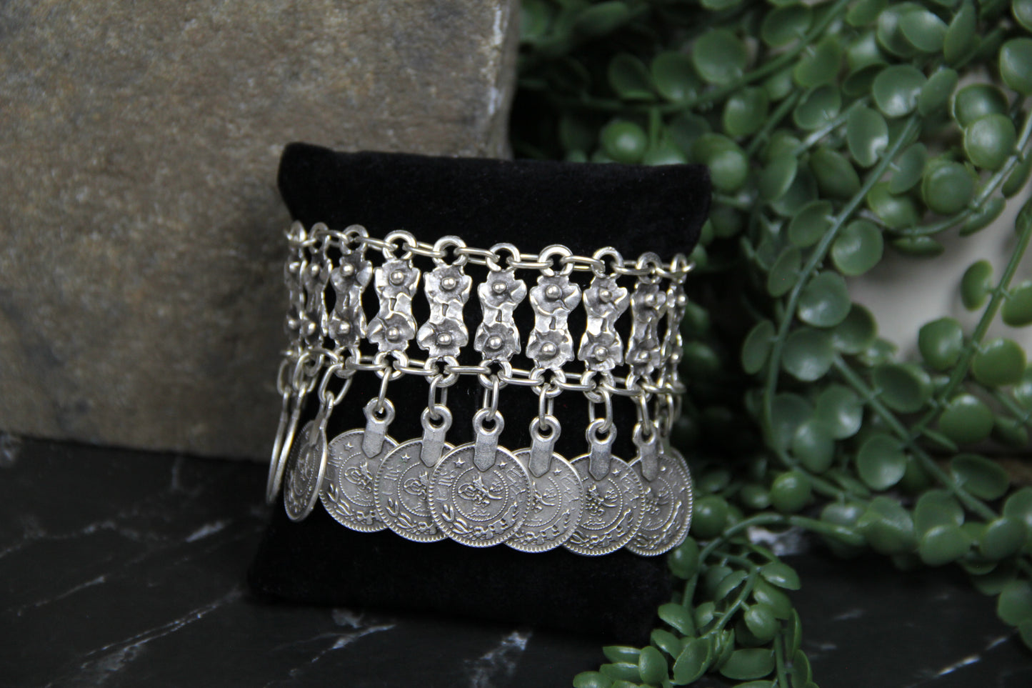 Statement Coin Silver Bracelet: Bohemian Bold Statement Jewelry