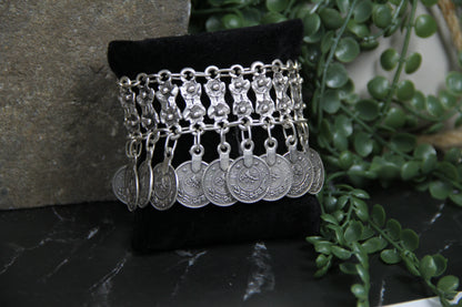Statement Coin Silver Bracelet: Bohemian Bold Statement Jewelry