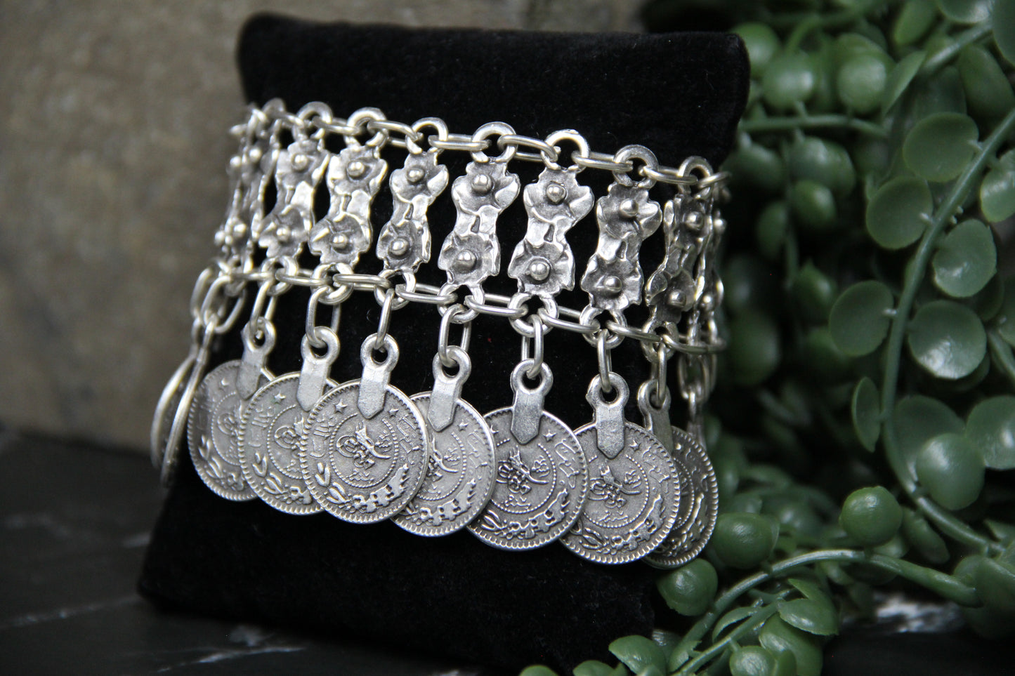 Statement Coin Silver Bracelet: Bohemian Bold Statement Jewelry