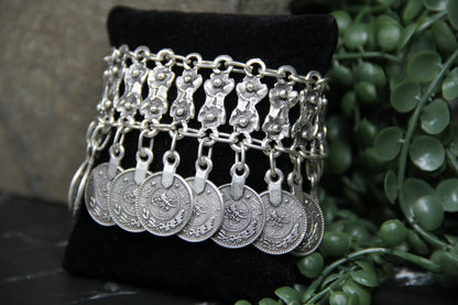 Statement Coin Silver Bracelet: Bohemian Bold Statement Jewelry