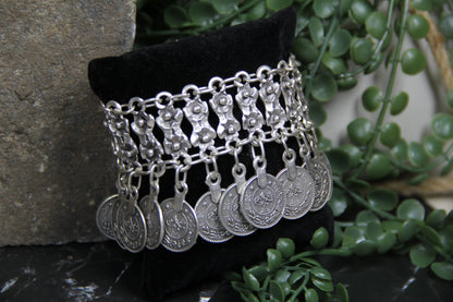 Statement Coin Silver Bracelet: Bohemian Bold Statement Jewelry