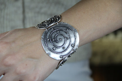 Hammered Gothic Silver Bracelet – Bold Boho Statement Jewelry Handmade Ethnic Style Bracelet