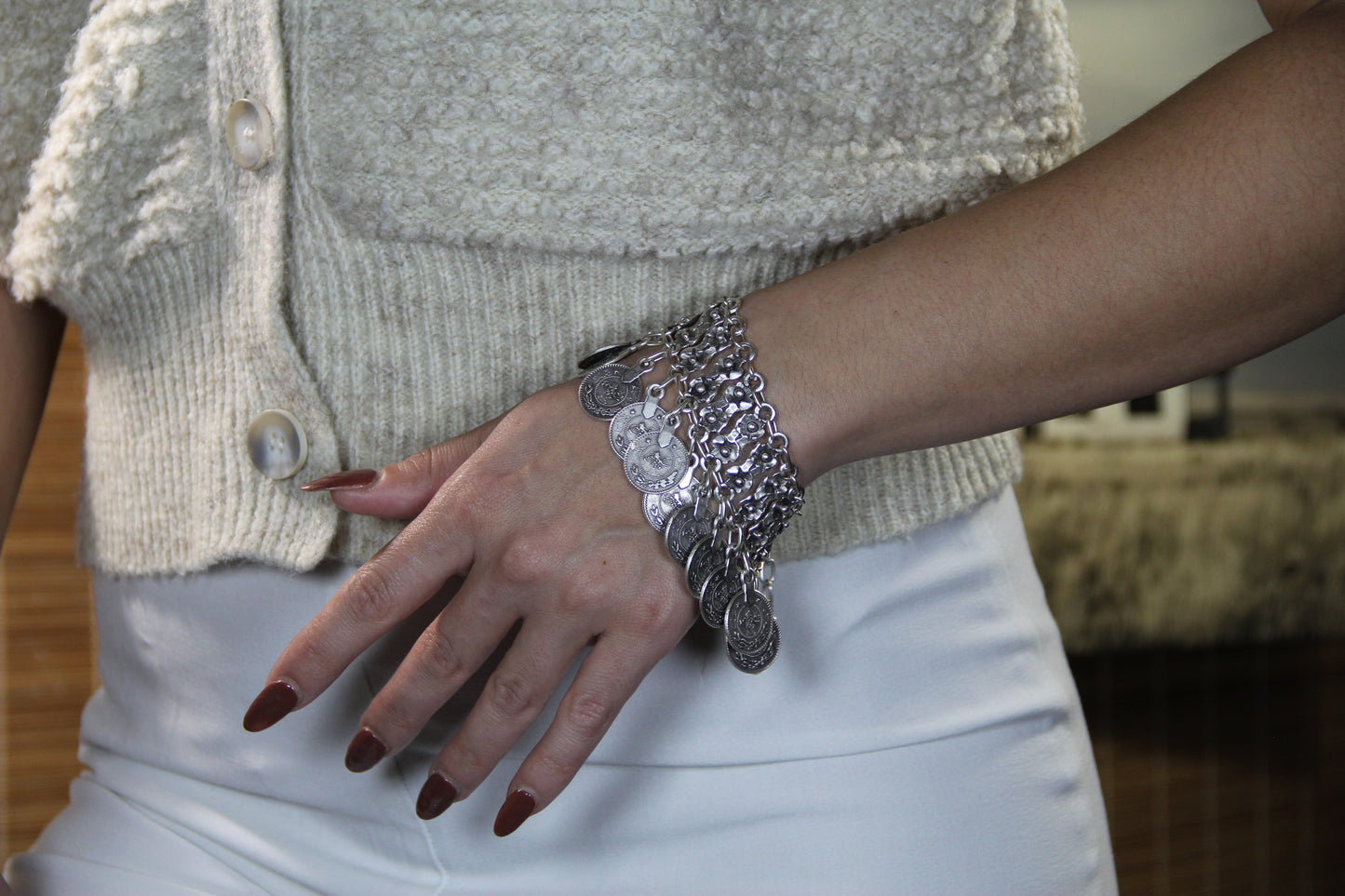 Statement Coin Silver Bracelet: Bohemian Bold Statement Jewelry