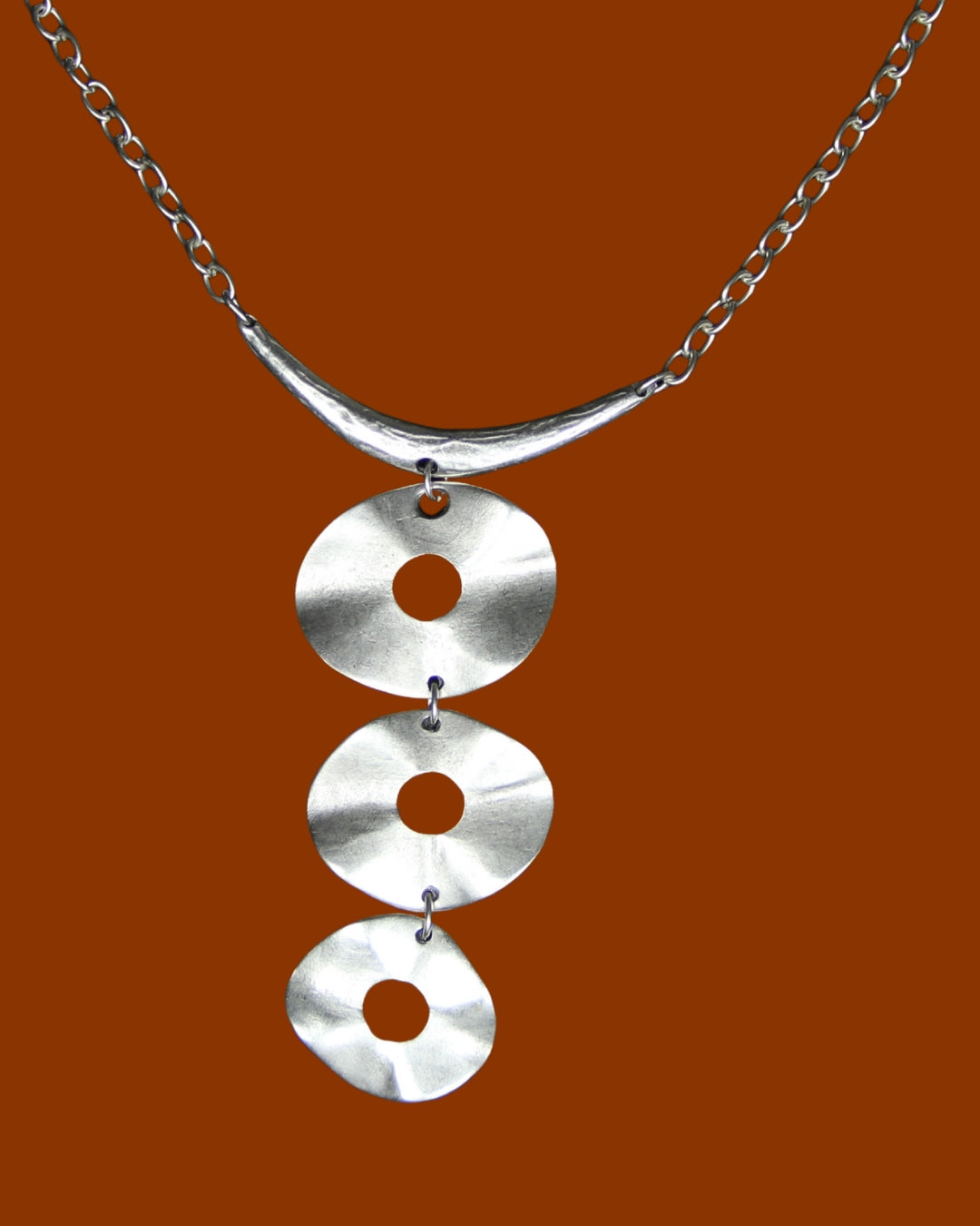 Unique Silver Necklace – Bold Circle Pendant Jewelry Boho Chic Statement Necklace