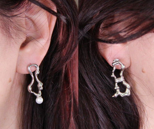 925 Sterling Silver Abstract Drop Earring Statement Mix Match Jewelry