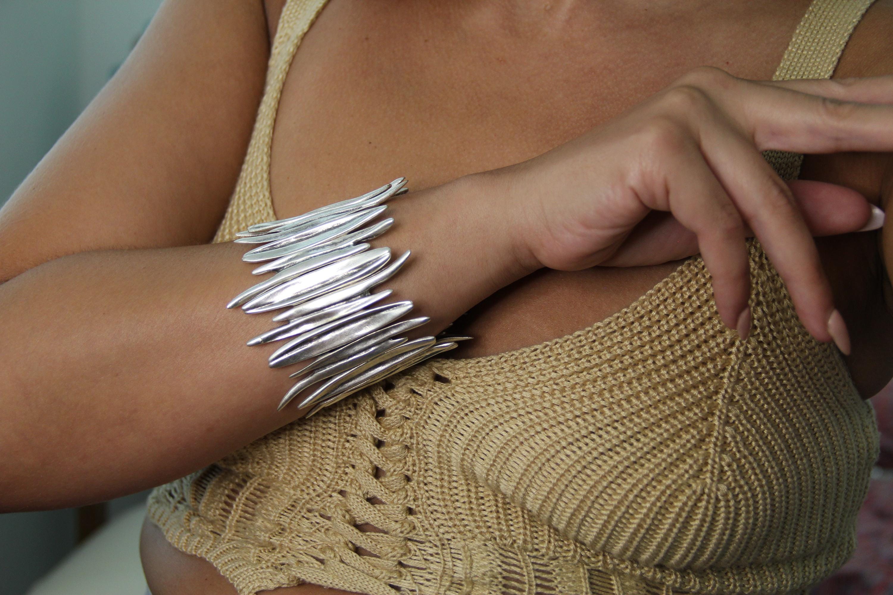 Cuff Slip On Statement Silver Bracelet
