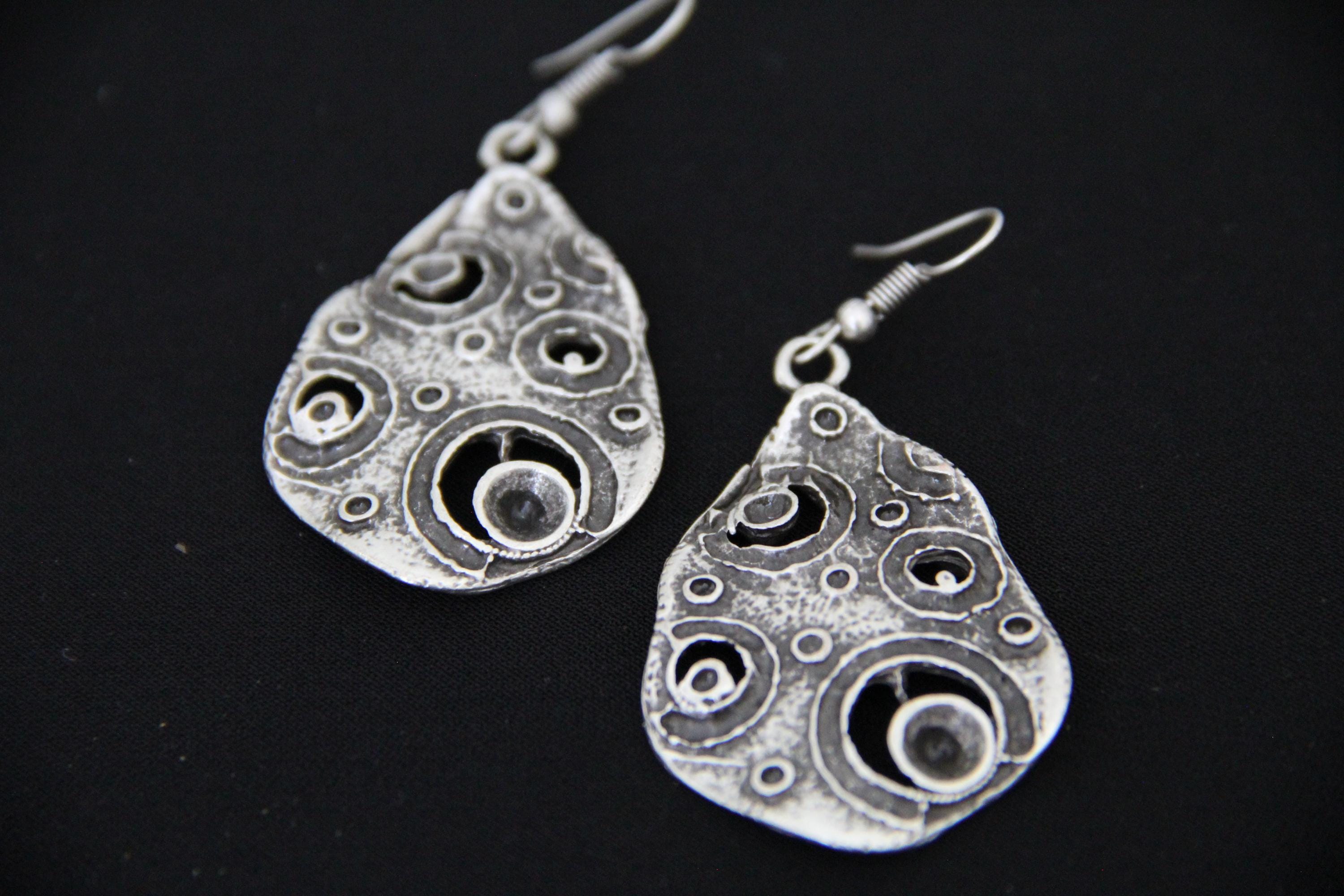 Bohemian Large Silver Earrings