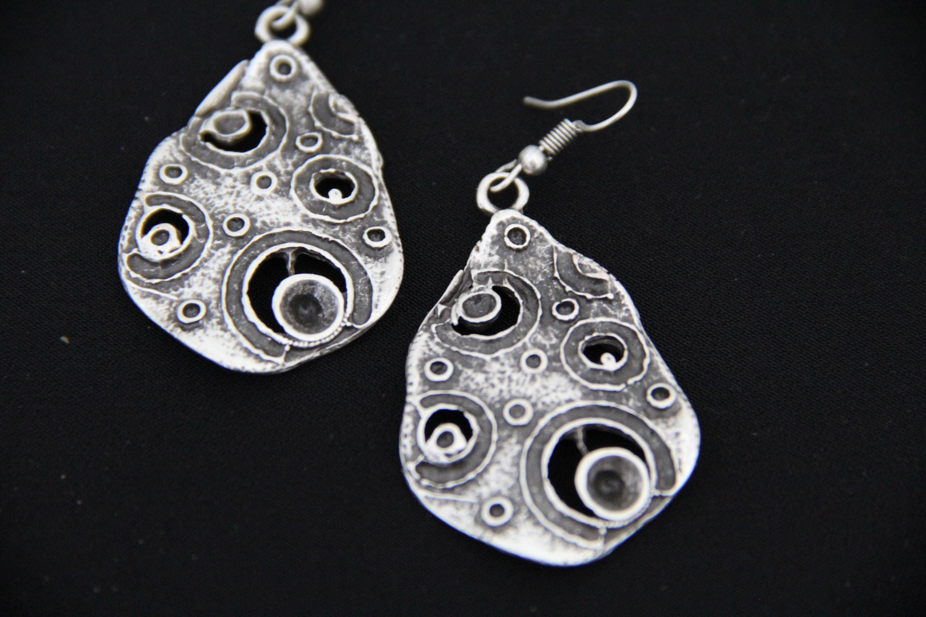 Bohemian Large Silver Earrings