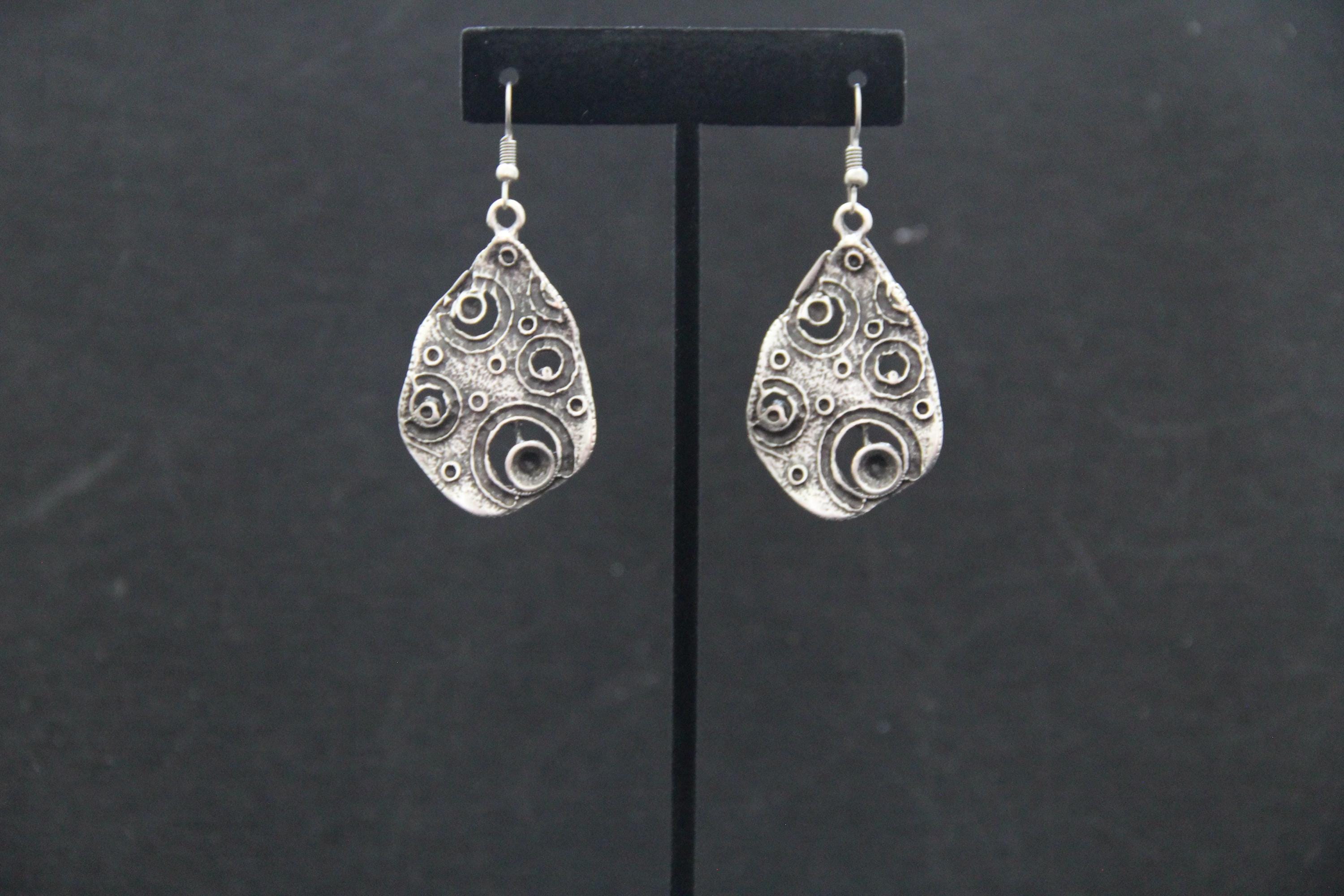Bohemian Large Silver Earrings