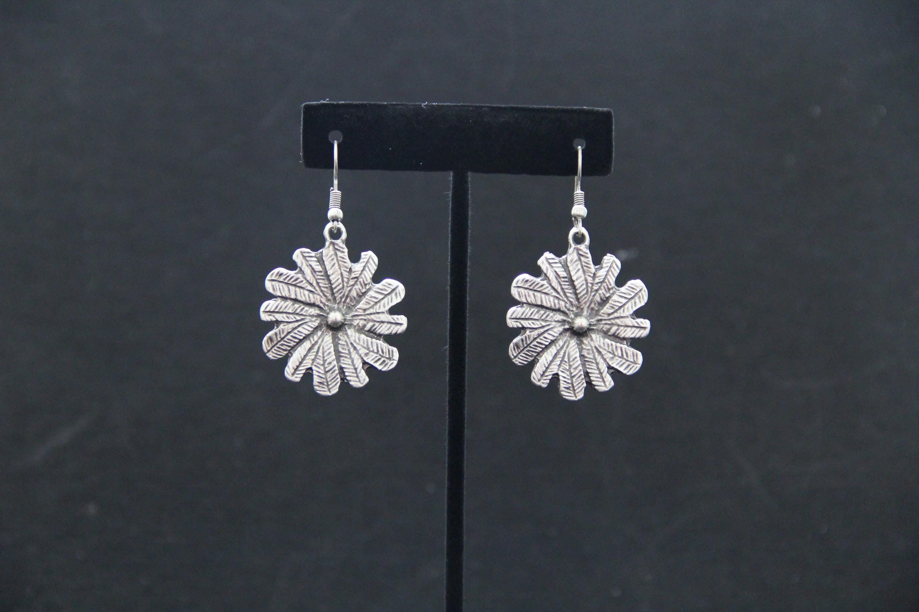 Handmade Statement Silver Flower Earring