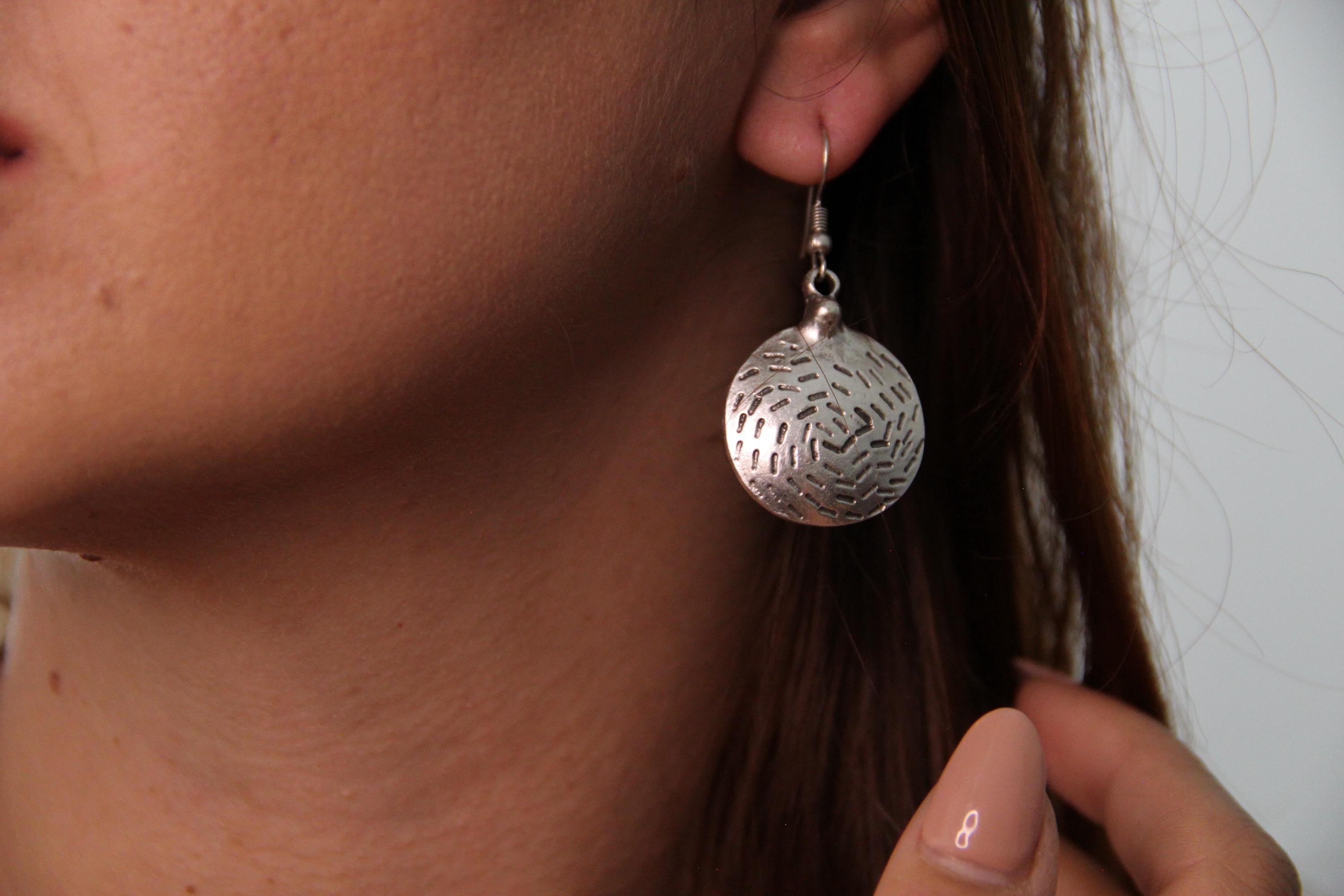 Engraved Bohemian Silver Earrings