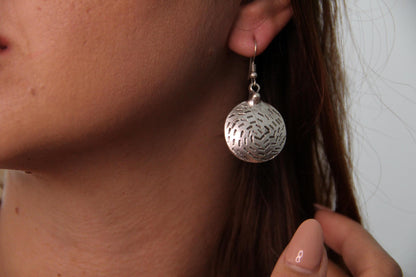Engraved Bohemian Silver Earrings