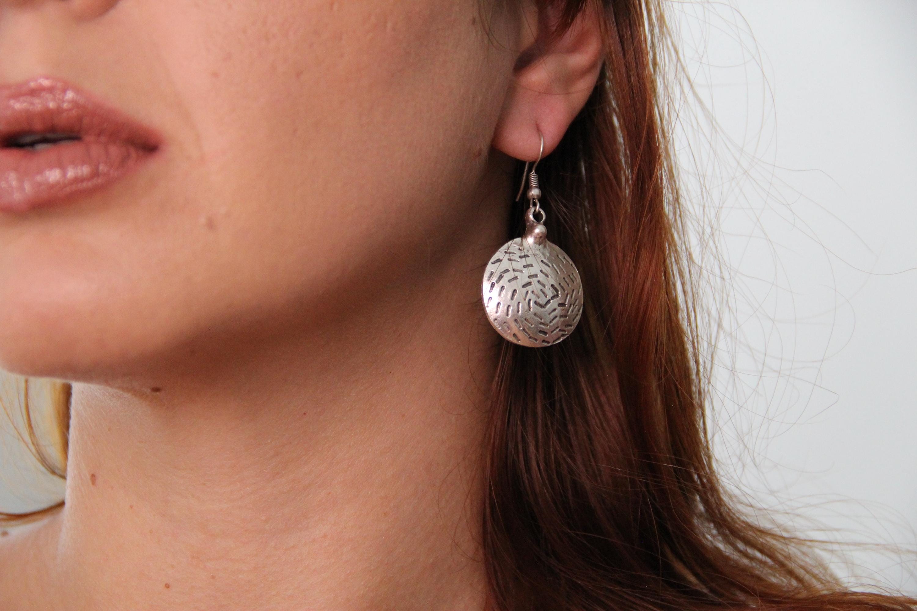 Engraved Bohemian Silver Earrings