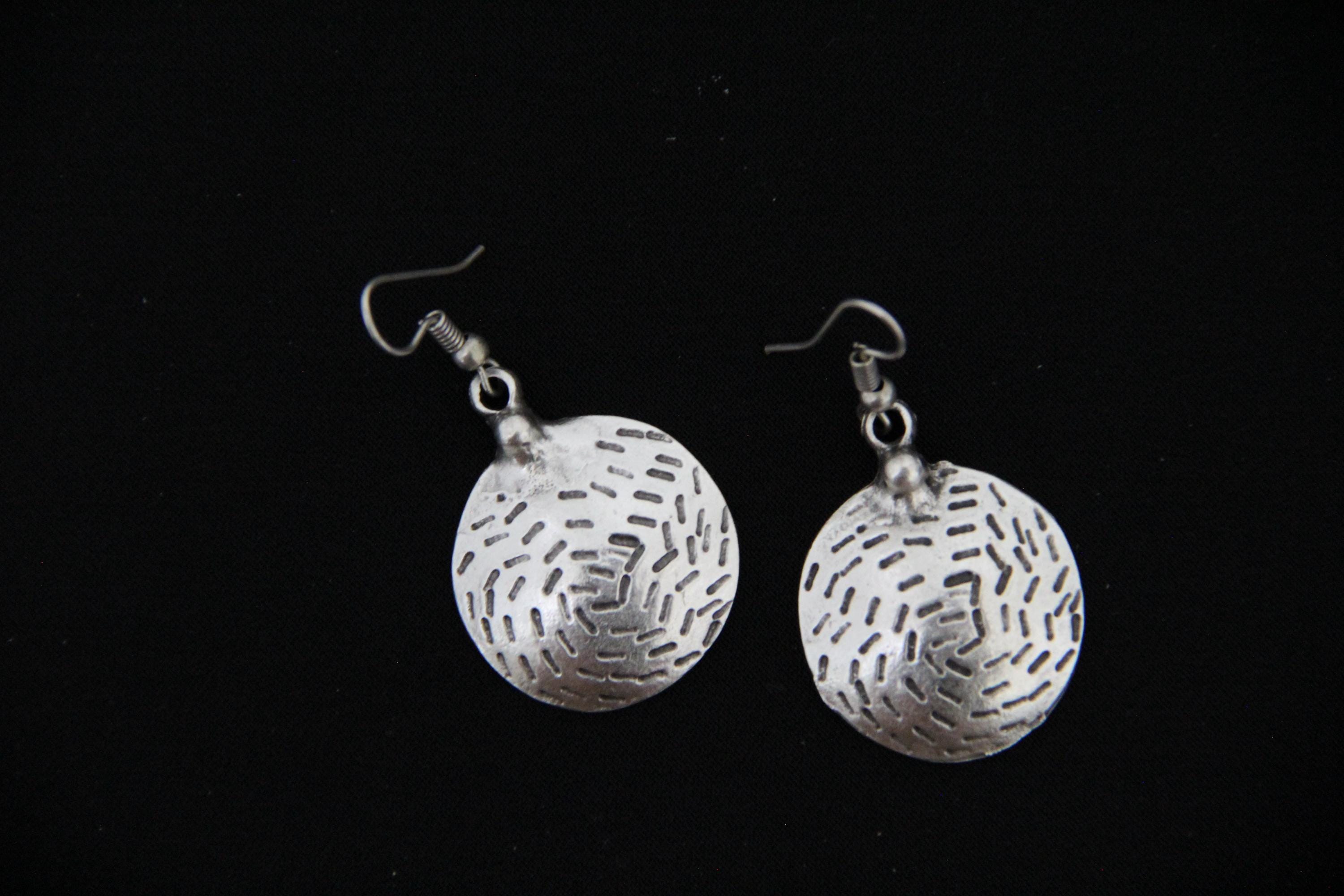 Engraved Bohemian Silver Earrings