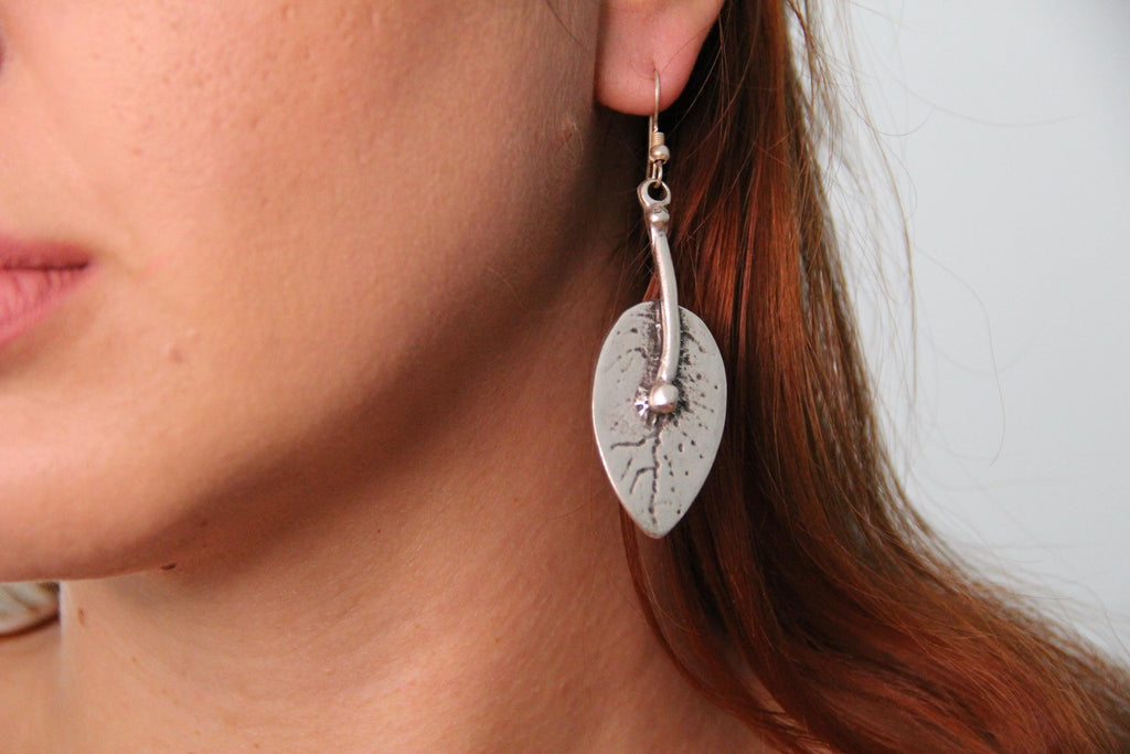 Silver Leaf Dangle Bohemian Earring