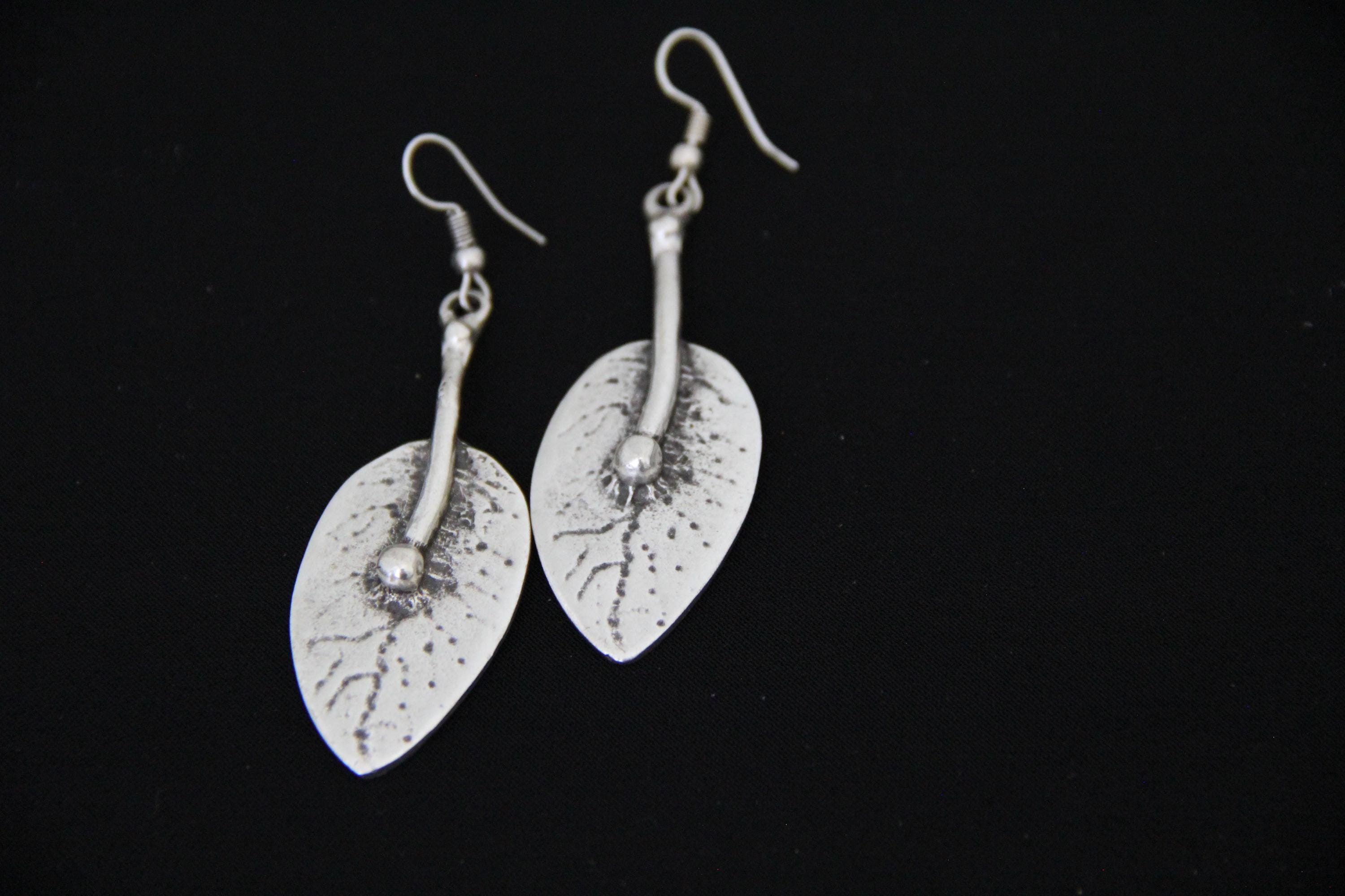 Silver Leaf Dangle Bohemian Earring