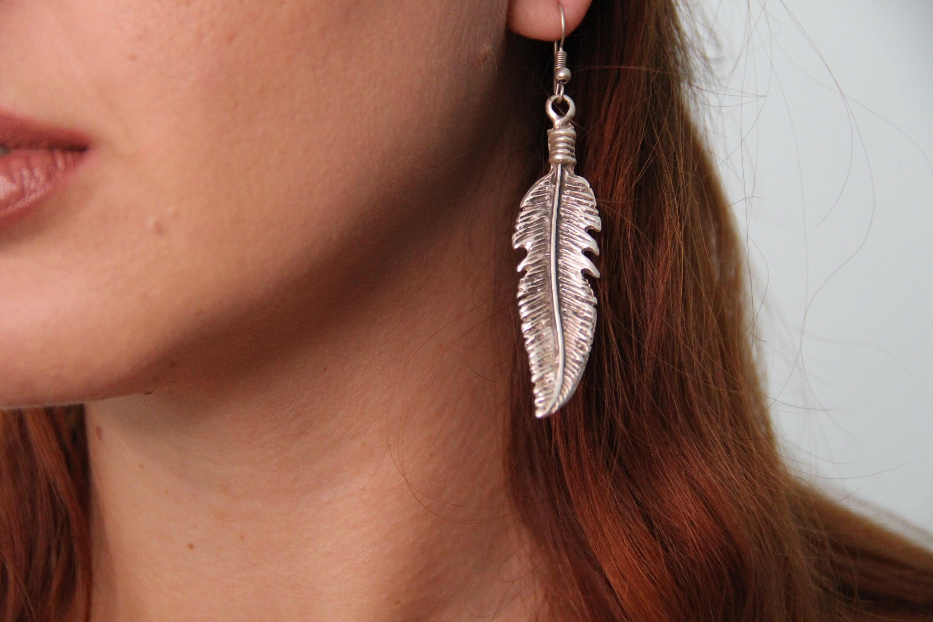 Dangle Feather Silver Earring